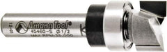 Amana Tool - 1/2" Cut Diam, 1/4" Length of Cut, 2 Flute Pattern-Cutting Edge Profile Router Bit - Solid Carbide, 1/4" Shank Diam, 1-5/8" OAL, Uncoated - Exact Tool & Supply