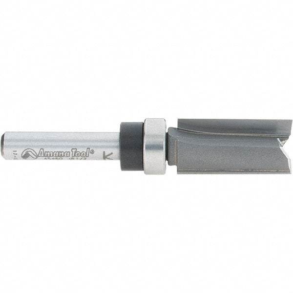 Amana Tool - 1/2" Cut Diam, 1" Length of Cut, 2 Flute Pattern-Cutting Edge Profile Router Bit - Carbide-Tipped, 1/4" Shank Diam, 2-1/2" OAL, Uncoated - Exact Tool & Supply