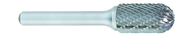 SC-5L6 -- 1/2 x 1 LOC x 1/4 Shank x 6 OAL Cylindrical Ball Nose Carbide Medium Tough Cut Burr - Exact Tool & Supply