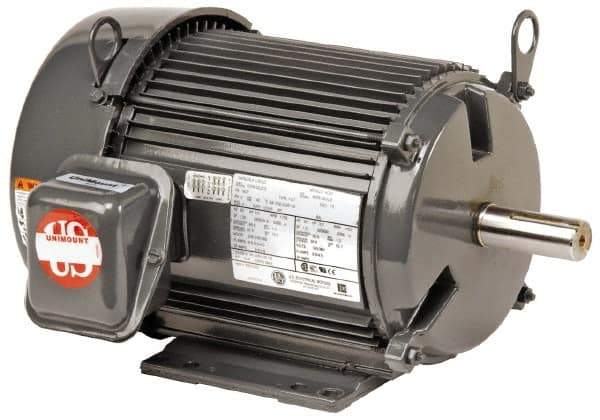 US Motors - 5 hp, TEFC Enclosure, No Thermal Protection, 1,750 RPM, 460 Volt, 60 Hz, Three Phase Premium Efficient Motor - Size 184 Frame, Rigid Mount, 2 Speed, Ball Bearings, 7 Full Load Amps, F Class Insulation, Reversible - Exact Tool & Supply