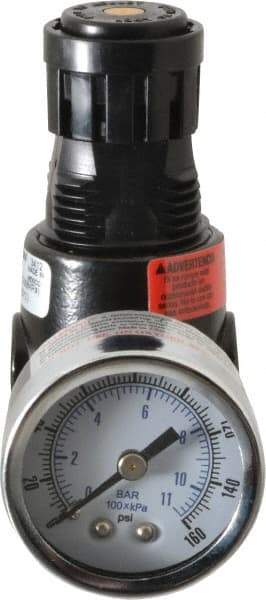 Wilkerson - 1/8 NPT Port, 13 CFM, Zinc Miniature Regulator - 2 to 125 psi Range, 300 Max psi Supply Pressure, 1/8" Gauge Port Thread, 1.65" Wide x 2.88" High - Exact Tool & Supply