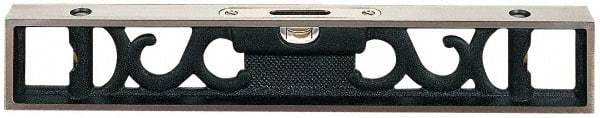 Starrett - 12" Long, 0.08" Graduation Sensitivity per 10", 3 Vials, Bench Level - Cast Iron - Exact Tool & Supply