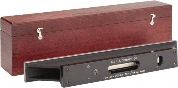 Starrett - 15" Long, 0.0005" Graduation Sensitivity per 10", 2 Vials, Master Precision Level - Cast Iron, 1-5/8" Wide x 3" High - Exact Tool & Supply
