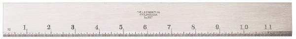 Starrett - 12 Inch Long x 1-13/32 Inch Wide x 11/64 Inch Thick, Beveled Edge Straightedge - 0.0002 Inch Edge Flatness, Steel, 0.0004 Inch Parallelism - Exact Tool & Supply