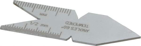 Starrett - 60° Angle, Satin Chrome Coated Steel Center Gage - 1mm Graduation - Exact Tool & Supply