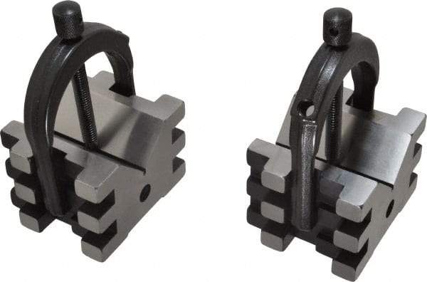 Starrett - 2" Max Capacity, 45 and 90° Angle, Hardened Steel V-Block - 2-1/2" Long x 3" Wide x 2" High, Sold as Matched Pair - Exact Tool & Supply
