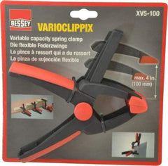 Bessey - 4" Jaw Opening Capacity, 2" Throat Depth, Single Variable Jaw, Spring Clamp - Plastic Body, Plastic Handle, Plastic Tip, 6-1/2" OAL - Exact Tool & Supply