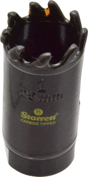 Starrett - 1" Diam, 1-5/8" Cutting Depth, Hole Saw - Carbide-Tipped Saw, Toothed Edge - Exact Tool & Supply