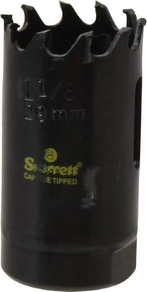 Starrett - 1-1/8" Diam, 1-5/8" Cutting Depth, Hole Saw - Carbide-Tipped Saw, Toothed Edge - Exact Tool & Supply