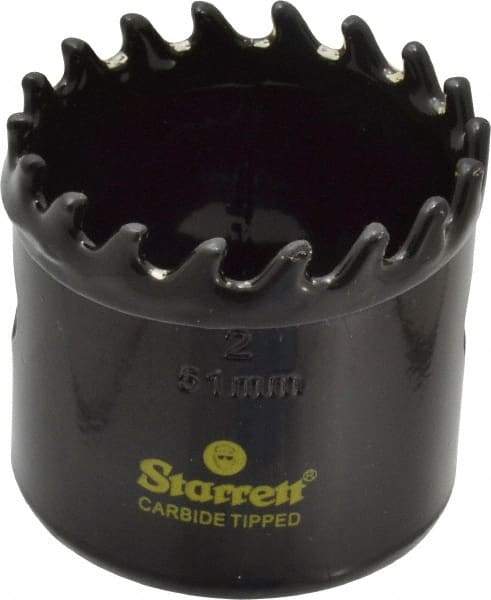 Starrett - 2" Diam, 1-5/8" Cutting Depth, Hole Saw - Carbide-Tipped Saw, Toothed Edge - Exact Tool & Supply
