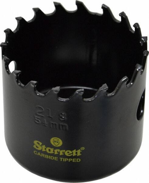 Starrett - 2-1/8" Diam, 1-5/8" Cutting Depth, Hole Saw - Carbide-Tipped Saw, Toothed Edge - Exact Tool & Supply