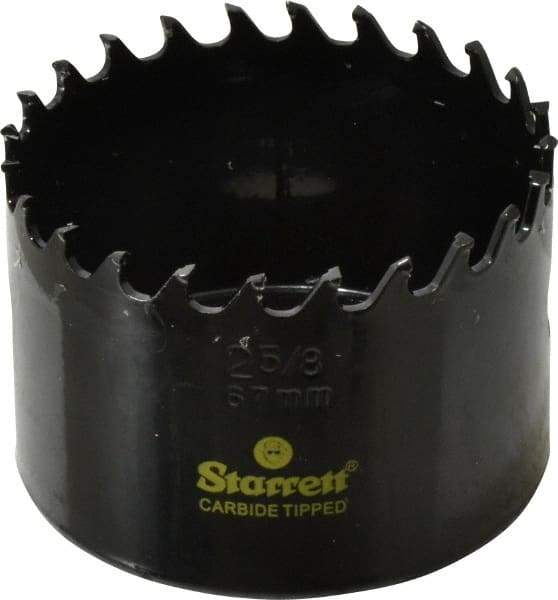 Starrett - 2-5/8" Diam, 1-5/8" Cutting Depth, Hole Saw - Carbide-Tipped Saw, Toothed Edge - Exact Tool & Supply