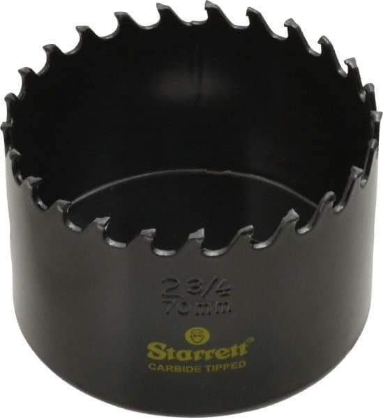 Starrett - 2-3/4" Diam, 1-5/8" Cutting Depth, Hole Saw - Carbide-Tipped Saw, Toothed Edge - Exact Tool & Supply