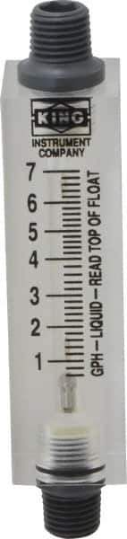 King - 1/4" FNPT Port Block Style, Inline Flowmeter - 100 Max psi, 7 GPH, Acrylic - Exact Tool & Supply