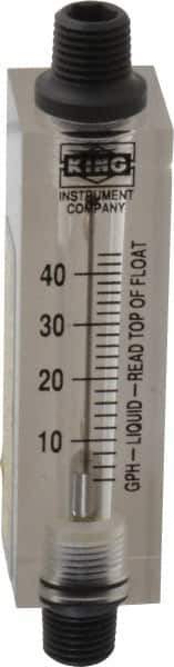 King - 1/4" FNPT Port Block Style, Inline Flowmeter - 100 Max psi, 44 GPH, Acrylic - Exact Tool & Supply
