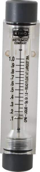 King - 1/2" FNPT Port Block Style, Inline Flowmeter - 100 Max psi, 1 GPM, Acrylic - Exact Tool & Supply