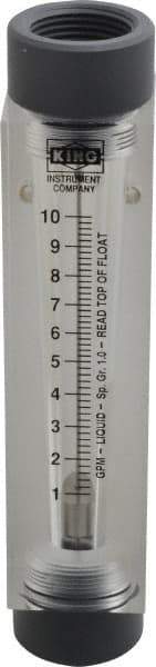 King - 1" FNPT Port Block Style, Inline Flowmeter - 100 Max psi, 10 GPM, Acrylic - Exact Tool & Supply