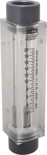 King - 1" FNPT Port Block Style, Inline Flowmeter - 100 Max psi, 20 GPM, Acrylic - Exact Tool & Supply