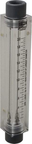King - 1/2" FNPT Port Block Style, Inline Flowmeter - 100 Max psi, 2 GPM, Acrylic - Exact Tool & Supply