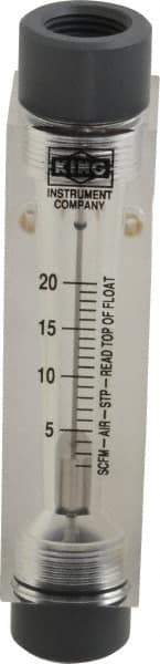 King - 1/2" FNPT Port Block Style, Inline Flowmeter - 125 Max psi, 20 SCFM, Acrylic - Exact Tool & Supply