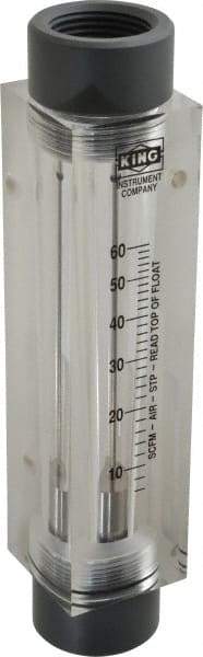 King - 1" FNPT Port Block Style, Inline Flowmeter - 125 Max psi, 60 SCFM, Acrylic - Exact Tool & Supply