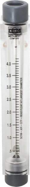 King - 1/2" FNPT Port Block Style, Inline Flowmeter - 125 Max psi, 4.2 SCFM, Acrylic - Exact Tool & Supply