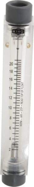 King - 1/2" FNPT Port Block Style, Inline Flowmeter - 125 Max psi, 2 GPM, 21 SCFM, Acrylic - Exact Tool & Supply