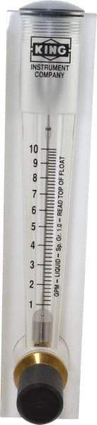 King - 1" M Port Block Style Panel Mount Flowmeter - 100 Max psi, 10 GPM, Acrylic - Exact Tool & Supply