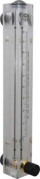 King - 1/2" F Port Block Style Panel Mount Flowmeter - 100 Max psi, 2 GPM, Acrylic - Exact Tool & Supply