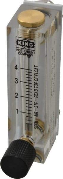 King - 1/4" F Port Block Style, Panel Mount Flowmeter - 125 Max psi, 4 SCFM, Acrylic - Exact Tool & Supply