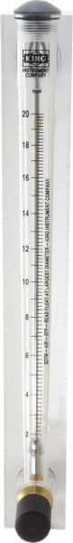 King - 1/2" F Port Block Style, Panel Mount Flowmeter - 125 Max psi, 20 SCFM, Acrylic - Exact Tool & Supply