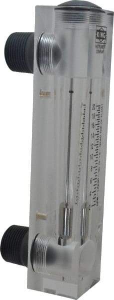 King - 1" M Port Block Style Panel Mount Flowmeter - 100 Max psi, 20 GPM, Acrylic - Exact Tool & Supply