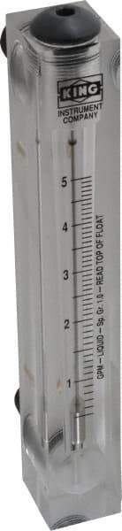 King - 1/2" M Port Block Style Panel Mount Flowmeter - 100 Max psi, 5 GPM, Acrylic - Exact Tool & Supply