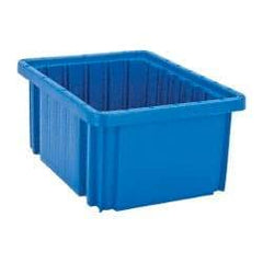Quantum Storage - 50 Lb Load Capacity Blue Polypropylene Dividable Container - Stacking, 10.9" Long x 8.3" Wide x 5" High - Exact Tool & Supply
