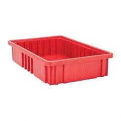 Quantum Storage - 75 Lb Load Capacity Red Polypropylene Dividable Container - Stacking, 16-1/2" Long x 10.9" Wide x 3-1/2" High - Exact Tool & Supply
