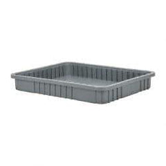 Quantum Storage - 100 Lb Load Capacity Gray Polypropylene Dividable Container - Stacking, 22-1/2" Long x 17-1/2" Wide x 3" High - Exact Tool & Supply
