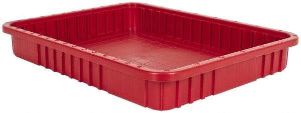 Quantum Storage - 100 Lb Load Capacity Red Polypropylene Dividable Container - Stacking, 22-1/2" Long x 17-1/2" Wide x 3" High - Exact Tool & Supply