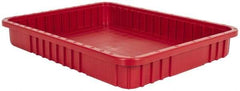 Quantum Storage - 100 Lb Load Capacity Red Polypropylene Dividable Container - Stacking, 22-1/2" Long x 17-1/2" Wide x 3" High - Exact Tool & Supply