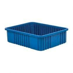 Quantum Storage - 100 Lb Load Capacity Blue Polypropylene Dividable Container - Stacking, 22-1/2" Long x 17-1/2" Wide x 6" High - Exact Tool & Supply