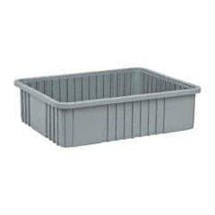 Quantum Storage - Gray Polypropylene Dividable Container - Stacking, 22-1/2" Long x 17-1/2" Wide x 6" High - Exact Tool & Supply
