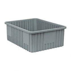 Quantum Storage - 100 Lb Load Capacity Gray Polypropylene Dividable Container - Stacking, 22-1/2" Long x 17-1/2" Wide x 8" High - Exact Tool & Supply