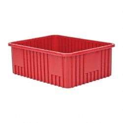 Quantum Storage - 100 Lb Load Capacity Red Polypropylene Dividable Container - Stacking, 22-1/2" Long x 17-1/2" Wide x 8" High - Exact Tool & Supply