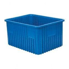 Quantum Storage - 100 Lb Load Capacity Blue Polypropylene Dividable Container - Stacking, 22-1/2" Long x 17-1/2" Wide x 12" High - Exact Tool & Supply