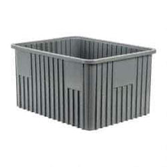 Quantum Storage - 100 Lb Load Capacity Gray Polypropylene Dividable Container - Stacking, 22-1/2" Long x 17-1/2" Wide x 12" High - Exact Tool & Supply
