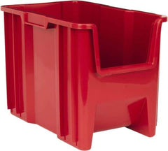 Quantum Storage - 75 Lb. Load Capacity, 17-1/2" Deep, Red Polyethylene Hopper Stacking Bin - 12-1/2" High x 10-7/8" Wide x 17-1/2" Long - Exact Tool & Supply