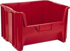 Quantum Storage - 75 Lb. Load Capacity, 15-1/4" Deep, Red Polyethylene Hopper Stacking Bin - 12-7/16" High x 19-7/8" Wide x 15-1/4" Long - Exact Tool & Supply