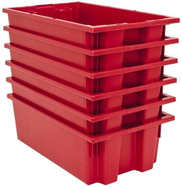 Quantum Storage - 75 Lb Load Capacity Red Polyethylene Tote Container - Stacking, Nesting, 18" Long x 11" Wide x 6" High - Exact Tool & Supply