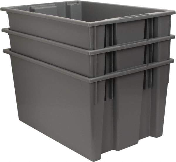 Quantum Storage - 100 Lb Load Capacity Gray Polyethylene Tote Container - Stacking, Nesting, 29-1/2" Long x 19-1/2" Wide x 15" High - Exact Tool & Supply