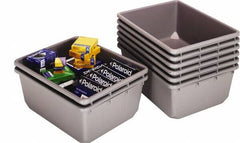 Quantum Storage - 100 Lb. Load Capacity Gray Polypropylene Tote Container - Exact Tool & Supply