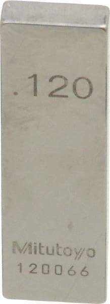 Mitutoyo - 0.12" Rectangular Steel Gage Block - Accuracy Grade 0, Includes Certificate of Inspection - Exact Tool & Supply